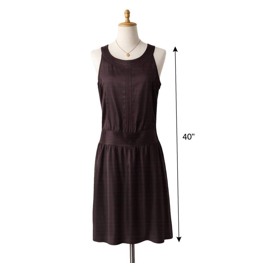 Blancs Manteaux Paris‎ Dress Womens 40 Brown Minimalist Acetate Cupro Shift Mini